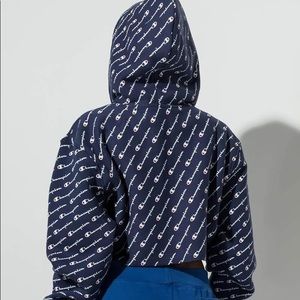 Champion Print Cropped Hoodie